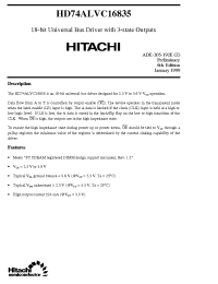 Datasheet HD74ALVC16835 manufacturer Hitachi