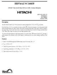 Datasheet HD74ALVC16835 производства Hitachi