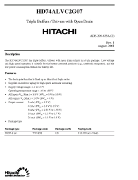 Datasheet HD74ALVC2G07 manufacturer Hitachi