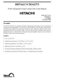 Datasheet HD74ALVCH162373 manufacturer Hitachi