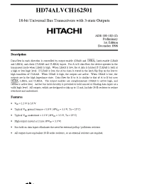 Datasheet HD74ALVCH162501 manufacturer Hitachi
