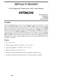 Datasheet HD74ALVCH162543 manufacturer Hitachi