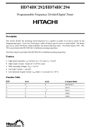 Datasheet HD74HC292 manufacturer Hitachi