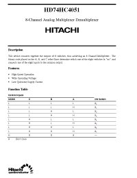 Datasheet HD74HC4051 manufacturer Hitachi
