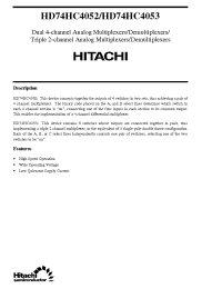 Datasheet HD74HC4052 manufacturer Hitachi