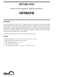 Datasheet HD74HC4543 manufacturer Hitachi
