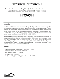 Datasheet HD74HC652 manufacturer Hitachi