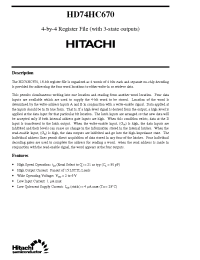 Datasheet HD74HC670 manufacturer Hitachi