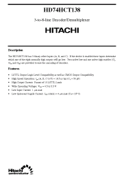 Datasheet HD74HCT138 manufacturer Hitachi