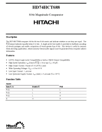 Datasheet HD74HCT688 manufacturer Hitachi