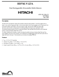 Datasheet HD74LV123A manufacturer Hitachi