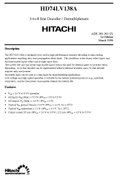 Datasheet HD74LV138A manufacturer Hitachi