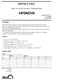 Datasheet HD74LV139A manufacturer Hitachi
