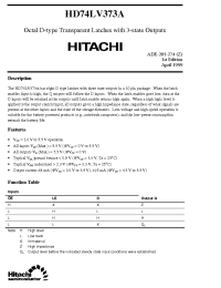 Datasheet HD74LV373 manufacturer Hitachi