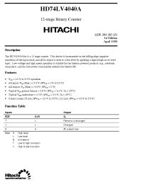 Datasheet HD74LV4040A manufacturer Hitachi