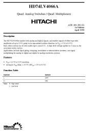 Datasheet HD74LV4066A manufacturer Hitachi
