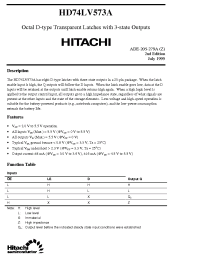 Datasheet HD74LV573A manufacturer Hitachi