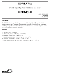 Datasheet HD74LV74A manufacturer Hitachi