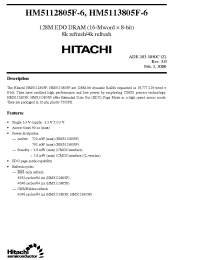 Datasheet HM5112805FTD-6 manufacturer Hitachi