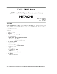 Datasheet HM5117400BS-6 manufacturer Hitachi