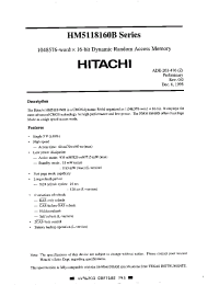 Datasheet HM5118160B manufacturer Hitachi