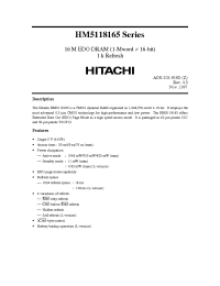 Datasheet HM5118165LJ-6 manufacturer Hitachi