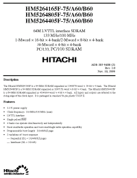 Datasheet HM5264165FLTT-75 manufacturer Hitachi