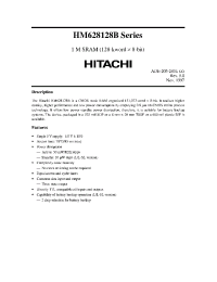 Datasheet HM628128BLF-8SL manufacturer Hitachi