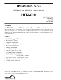 Datasheet HM628511HCJP-10 manufacturer Hitachi
