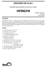 Datasheet HM628511HJP-10 manufacturer Hitachi
