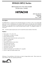 Datasheet HM62G18512BP-4 manufacturer Hitachi