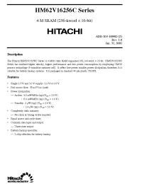 Datasheet HM62V16256CLTT-5SL manufacturer Hitachi