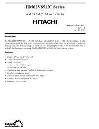 Datasheet HM62V8512CLFP-5 manufacturer Hitachi