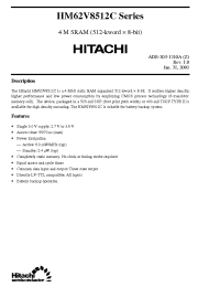 Datasheet HM62V8512CLFP-5SL manufacturer Hitachi
