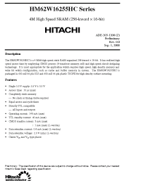 Datasheet HM62W16255HCJP-10 manufacturer Hitachi