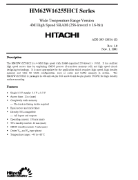 Datasheet HM62W16255HCJPI-12 manufacturer Hitachi