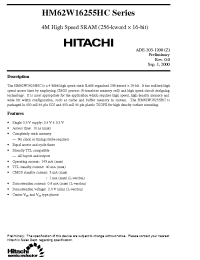 Datasheet HM62W16255HCLJP-10 manufacturer Hitachi