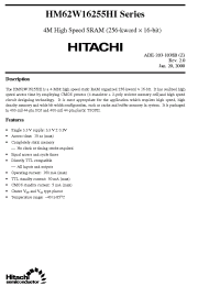 Datasheet HM62W16255HI manufacturer Hitachi