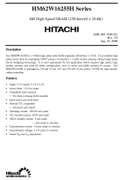 Datasheet HM62W16255HJP-15 manufacturer Hitachi