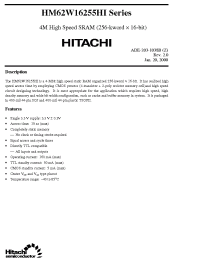 Datasheet HM62W16255HJPI-15 производства Hitachi