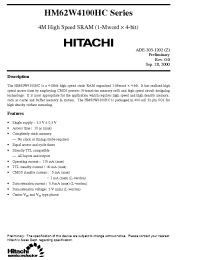 Datasheet HM62W4100HCJP-10 manufacturer Hitachi