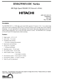 Datasheet HM62W8511HCJP-10 manufacturer Hitachi