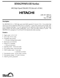 Datasheet HM62W8511HJP-15 manufacturer Hitachi