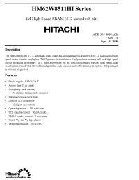 Datasheet HM62W8511HJPI-15 manufacturer Hitachi