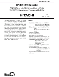 Datasheet HN27C4000G-10 manufacturer Hitachi