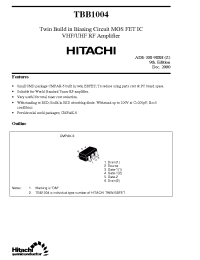 Datasheet TBB1004 manufacturer Hitachi
