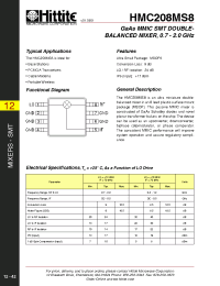 Datasheet HMC208MS8 manufacturer Hittite