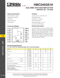 Datasheet HMC245QS16 manufacturer Hittite