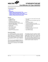 Datasheet HT46R46E manufacturer Holtek