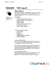 Datasheet HIH-3602-L-FE manufacturer Honeywell